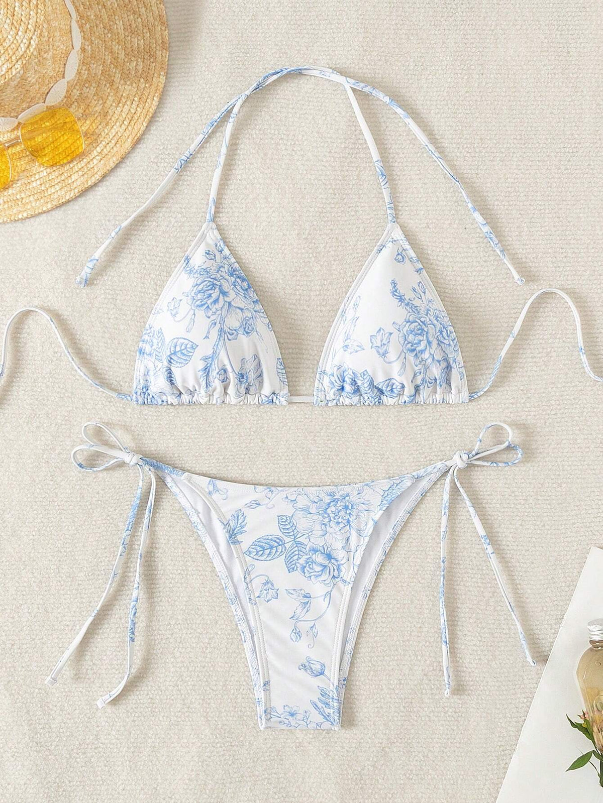 Swim Mod Summer Beach Women's Floral Printed Halter Neck Bikini Set Floral Bikinitwo Piece Bikini - image 7