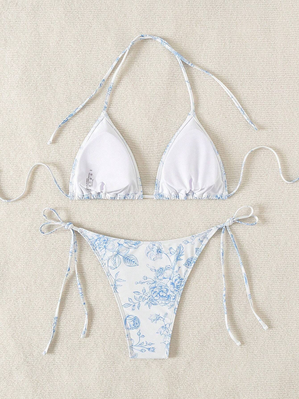 Swim Mod Summer Beach Women's Floral Printed Halter Neck Bikini Set