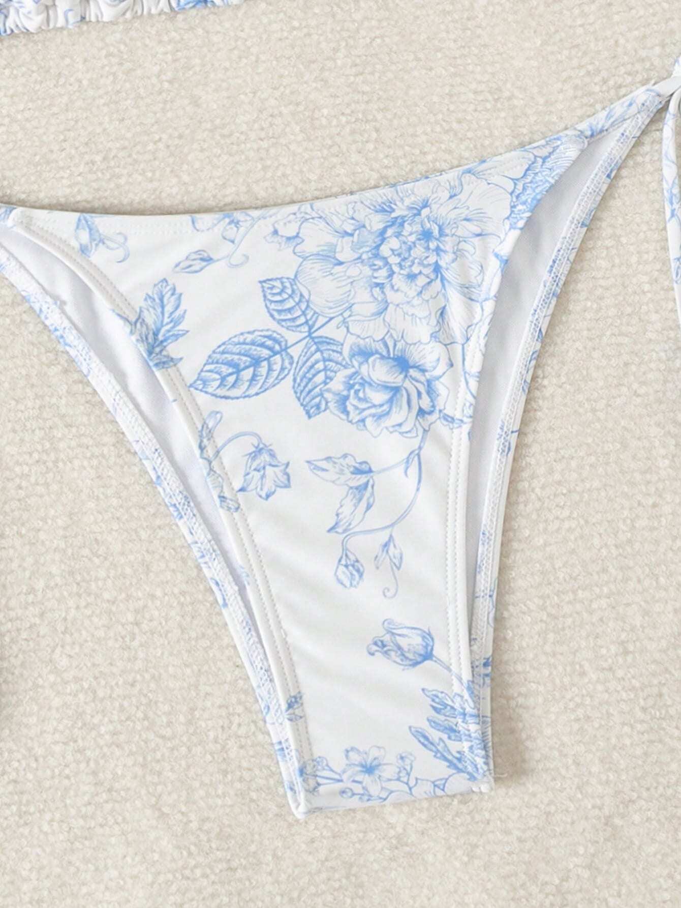 Swim Mod Summer Beach Women's Floral Printed Halter Neck Bikini Set