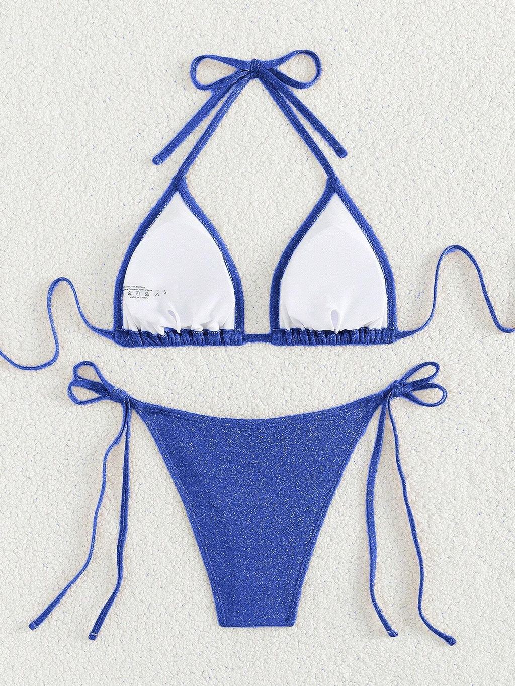 Swim Mod Women's Solid Color Halter Strap Sexy Bikini Set For