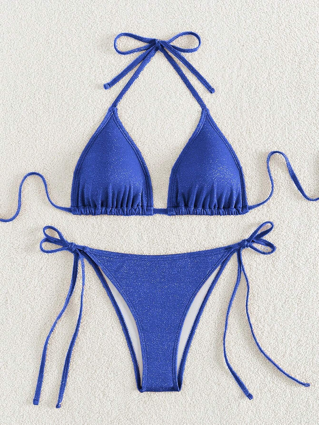 Swim Mod Women's Solid Color Halter Strap Sexy Bikini Set For