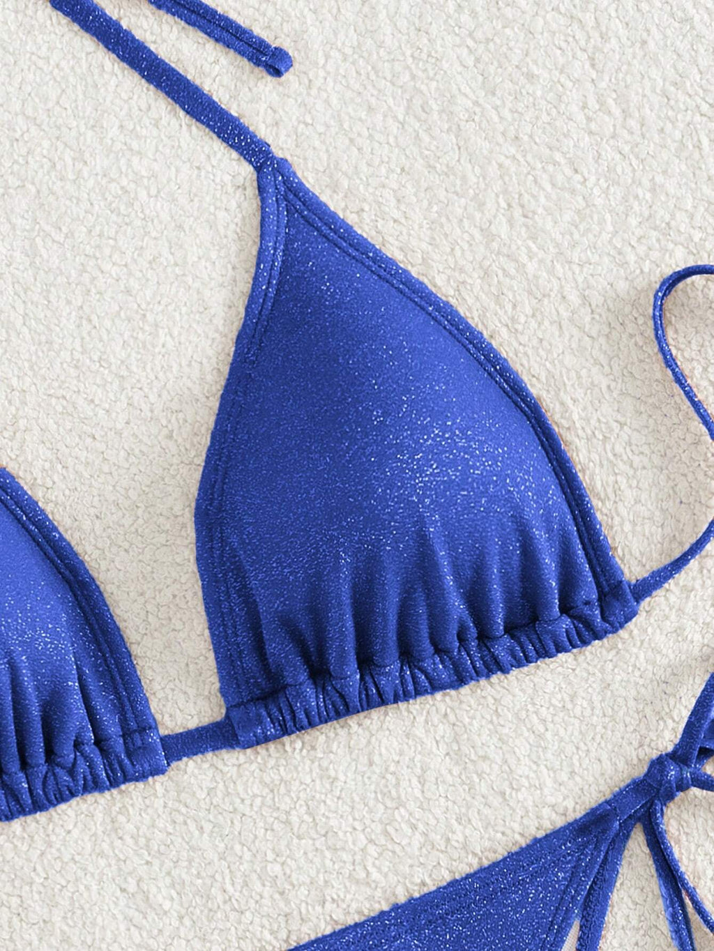 Swim Mod Women's Solid Color Halter Strap Sexy Bikini Set For