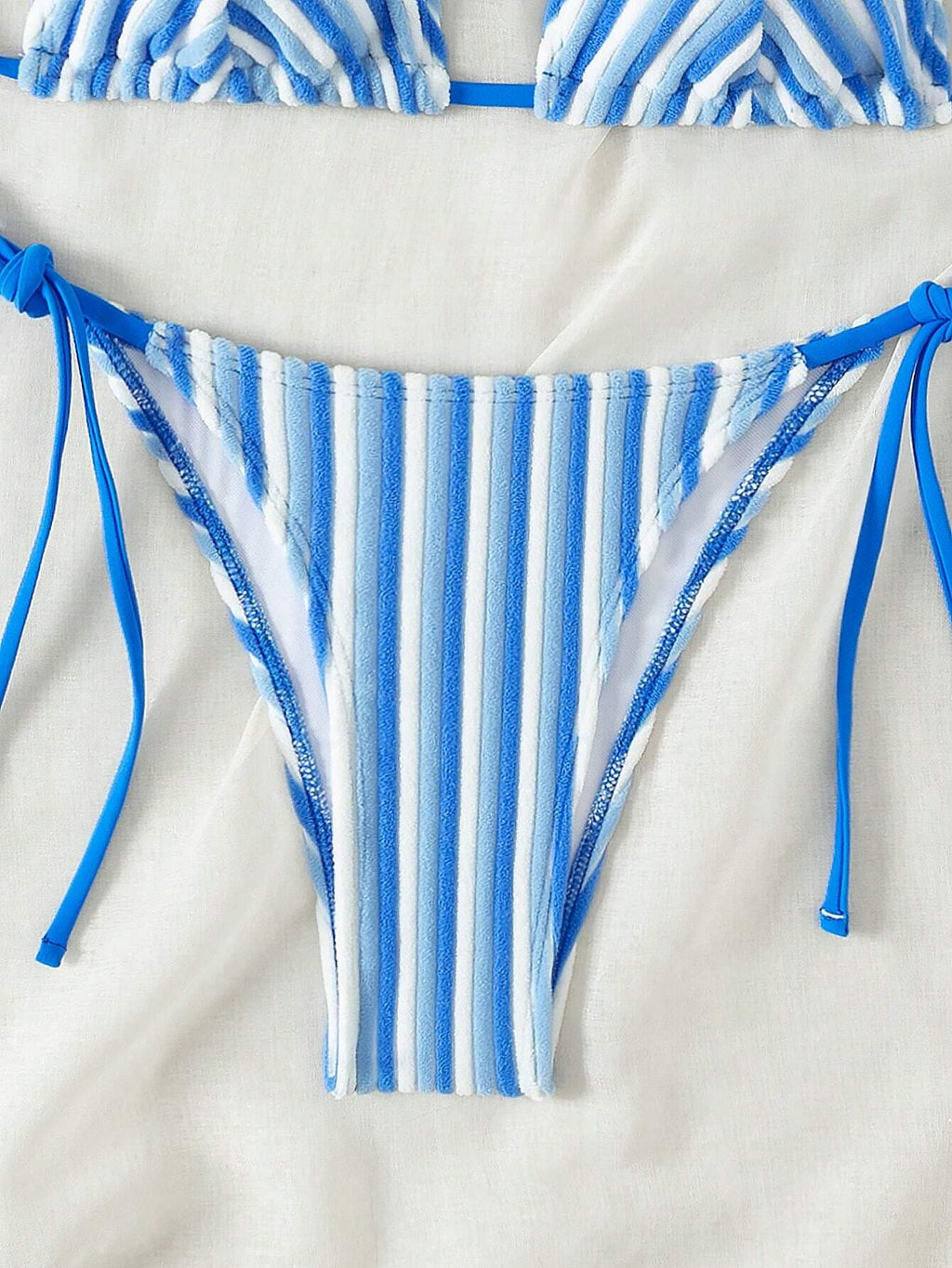 New Arrival Cute Toweling Halter Neck Backless Strap Bikini Set For