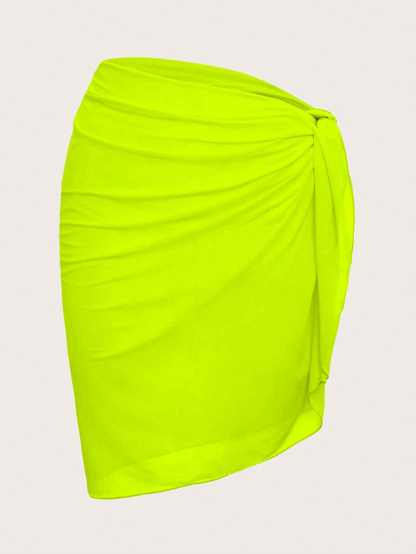 Swim Mod Summer Beach Ladies' Solid Color Simple Ruched Design Cover-Up - image 17
