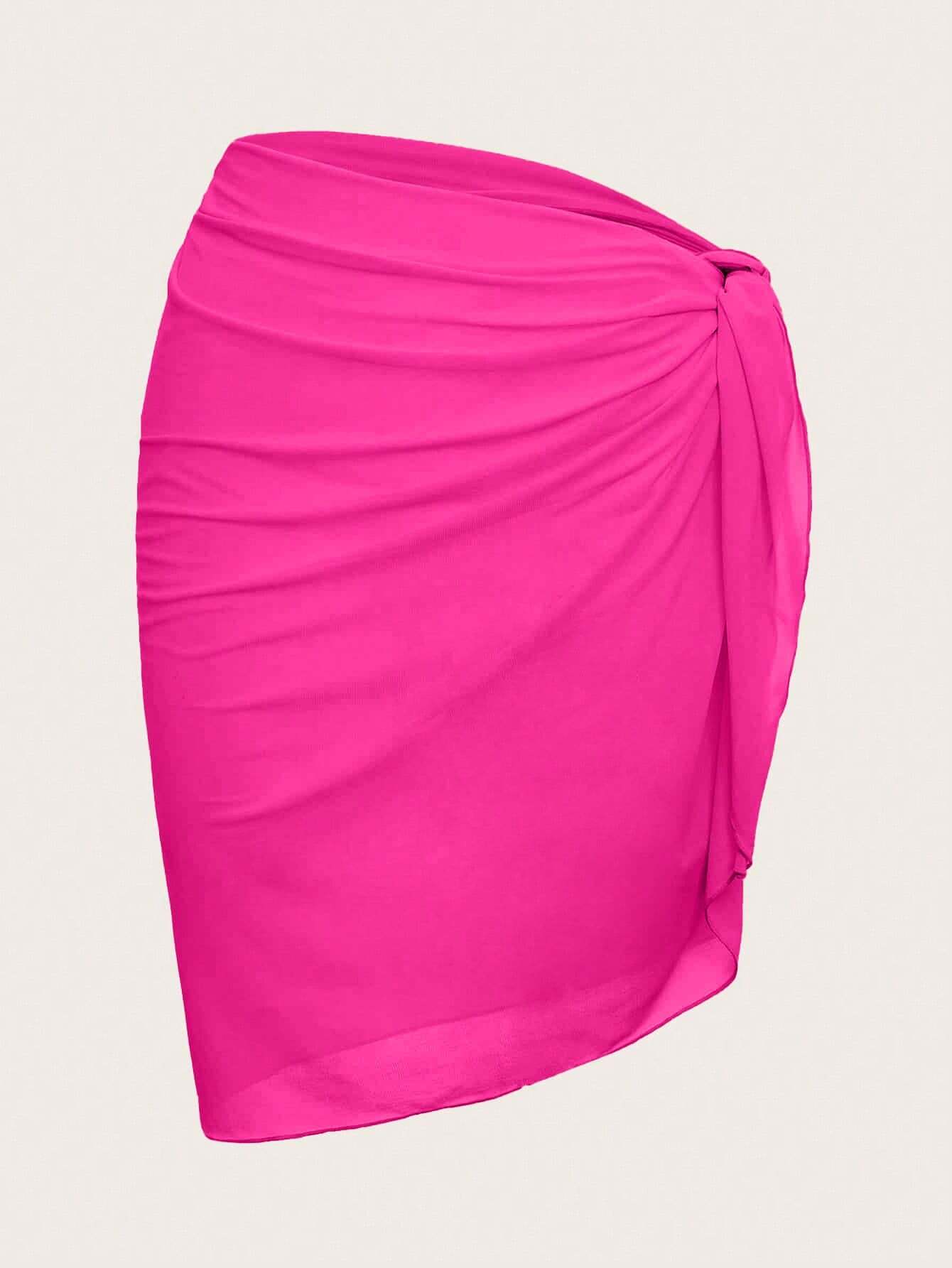 Swim Mod Summer Beach Ladies' Solid Color Simple Ruched Design Cover-Up - image 9