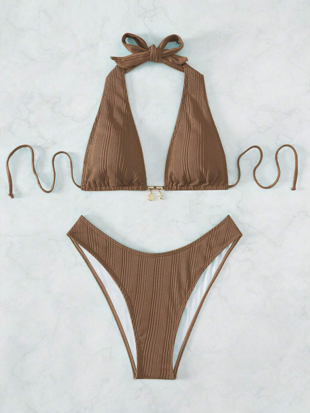 Swim Vcay Swim Suits For Women Summer Beach Chain Linked Halter