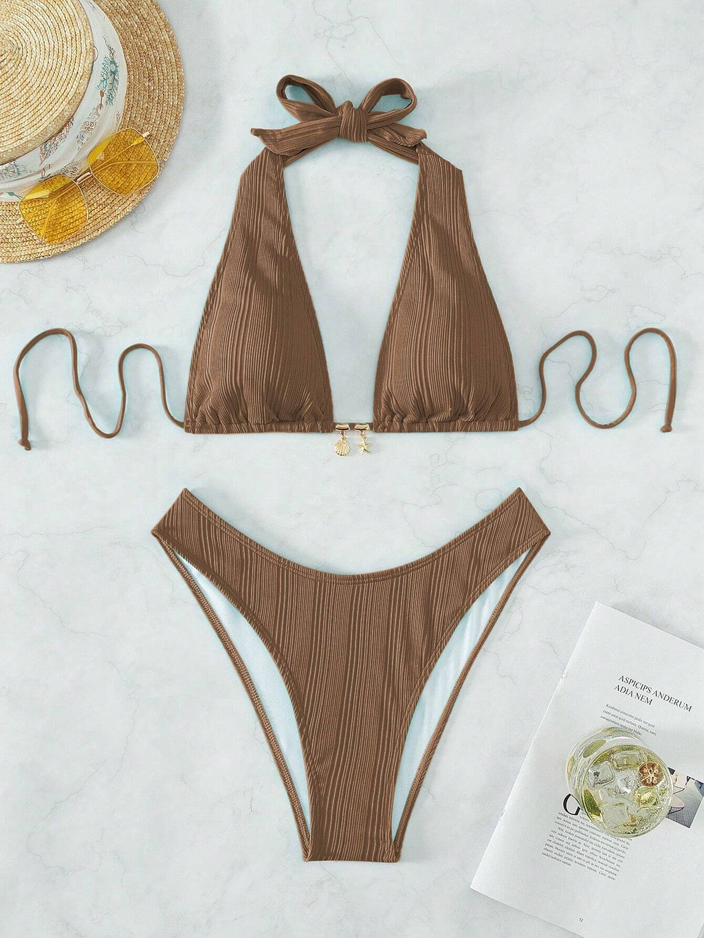 Swim Vcay Swim Suits For Women Summer Beach Chain Linked Halter
