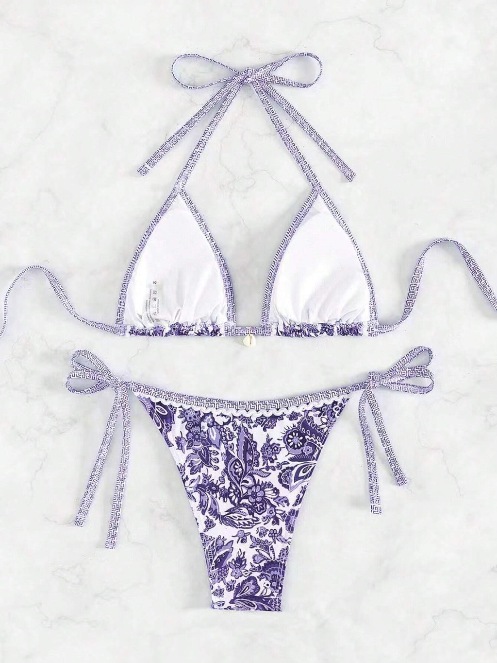 Swim Vcay Summer Beach Women's Floral Printed Halter Neck Bikini Set