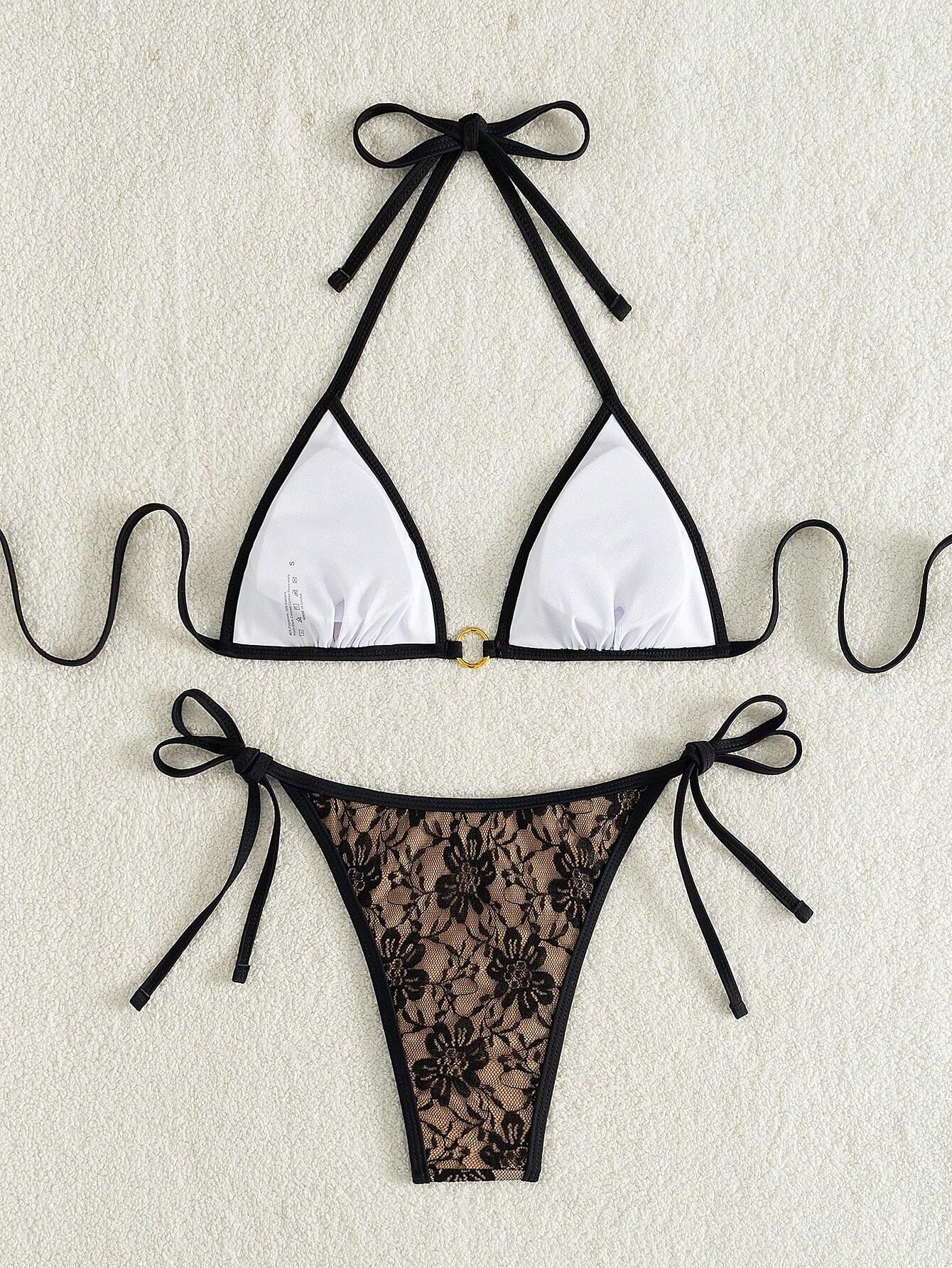 Swim SXY Summer Beach Women Halter Bra And Bottom Bikini Swimwear Set - image 4