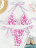 Swim Vcay Summer Beach Women's Floral Printed Halter Neck Bikini Set