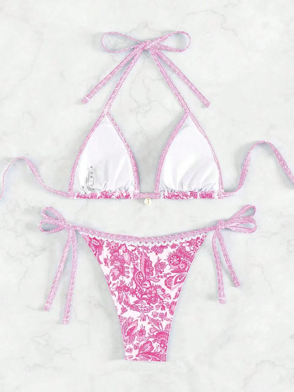 Swim Vcay Summer Beach Women's Floral Printed Halter Neck Bikini Set