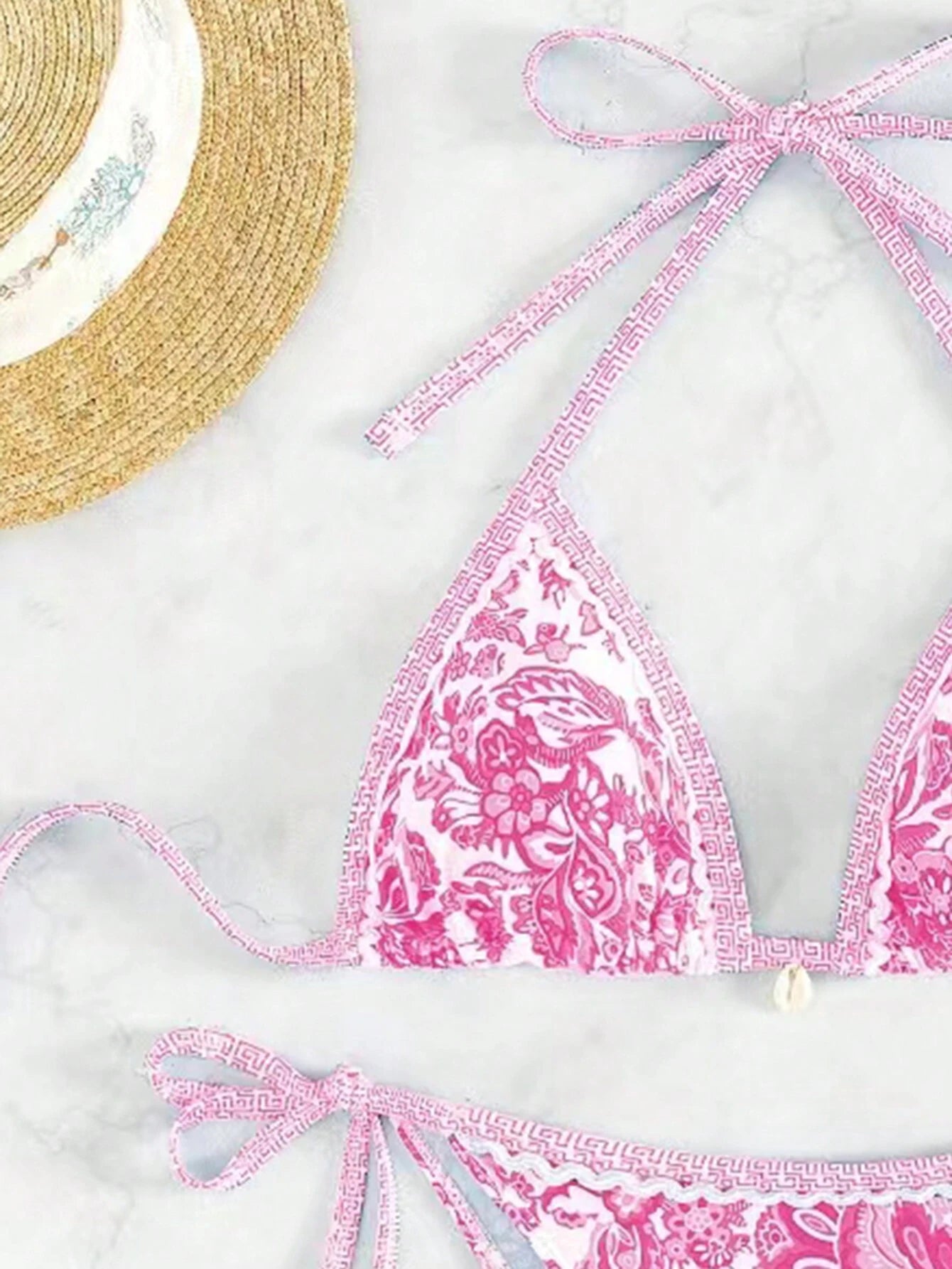 Swim Vcay Summer Beach Women's Floral Printed Halter Neck Bikini Set