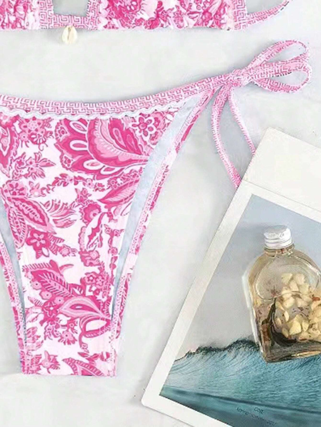 Swim Vcay Summer Beach Women's Floral Printed Halter Neck Bikini Set