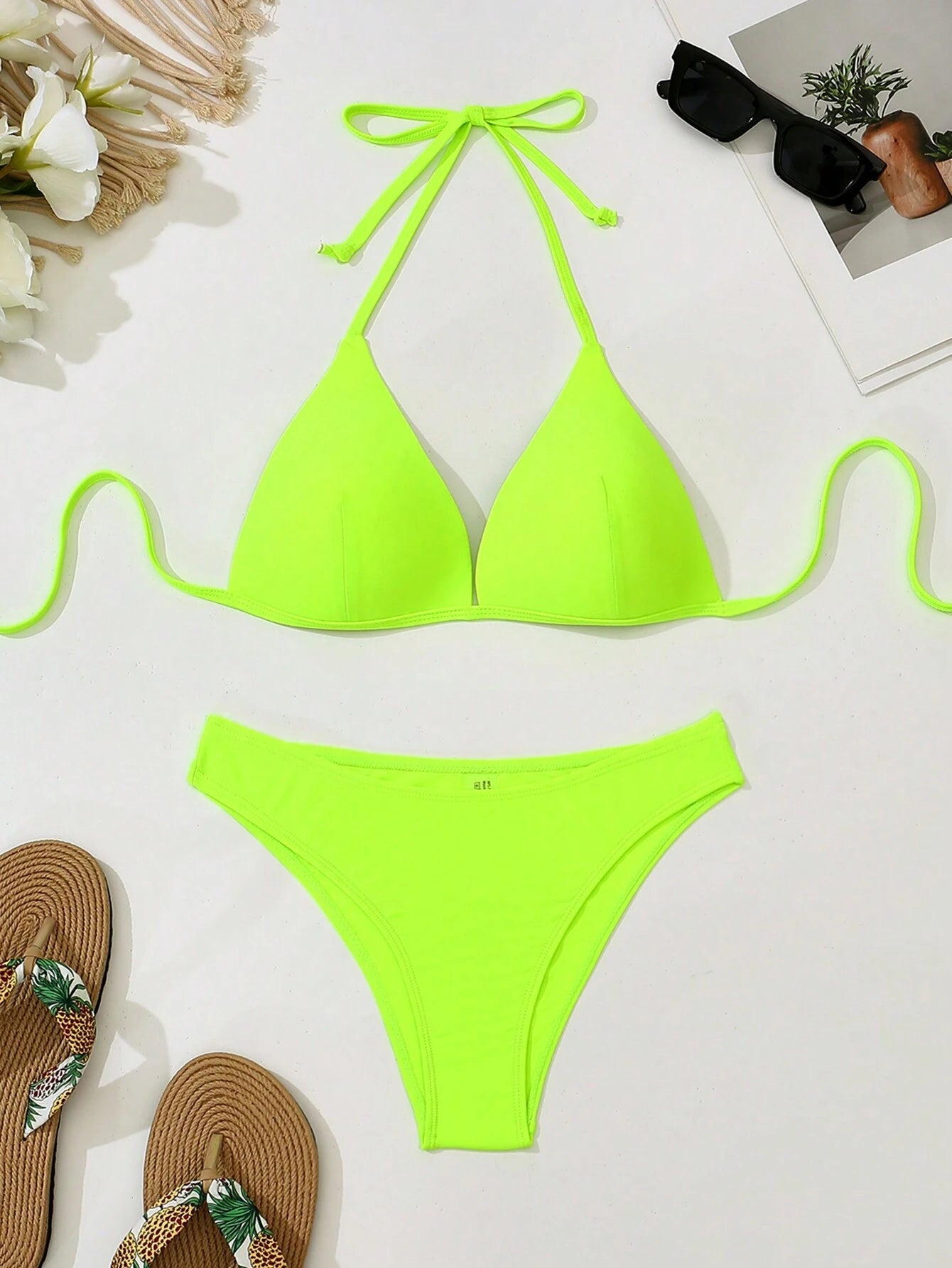 Swim Basics Summer Beach Solid Bikini Set Push Up Bra & Bikini Bottom 2 Piece Bathing Suit - image 16
