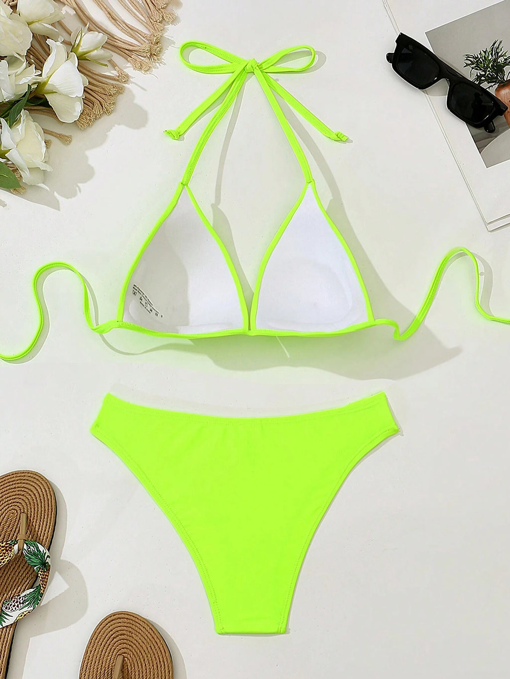 Swim Basics Summer Beach Solid Bikini Set Push Up Bra & Bikini Bottom