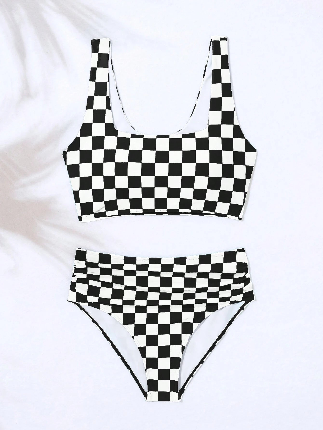 Swim Vcay Summer Beach Women's Checkered Print Bikini Set, Vacation