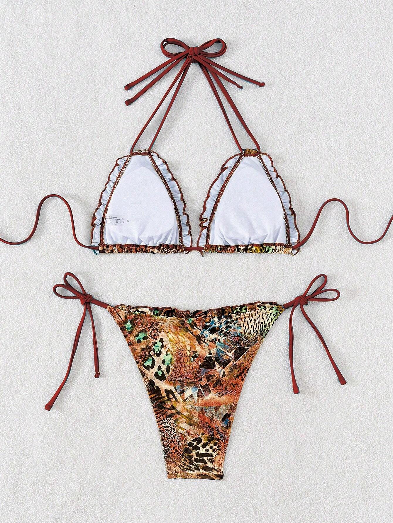 Swim SXY Summer Beach Mandala Print Bikini Set With Frill Trim