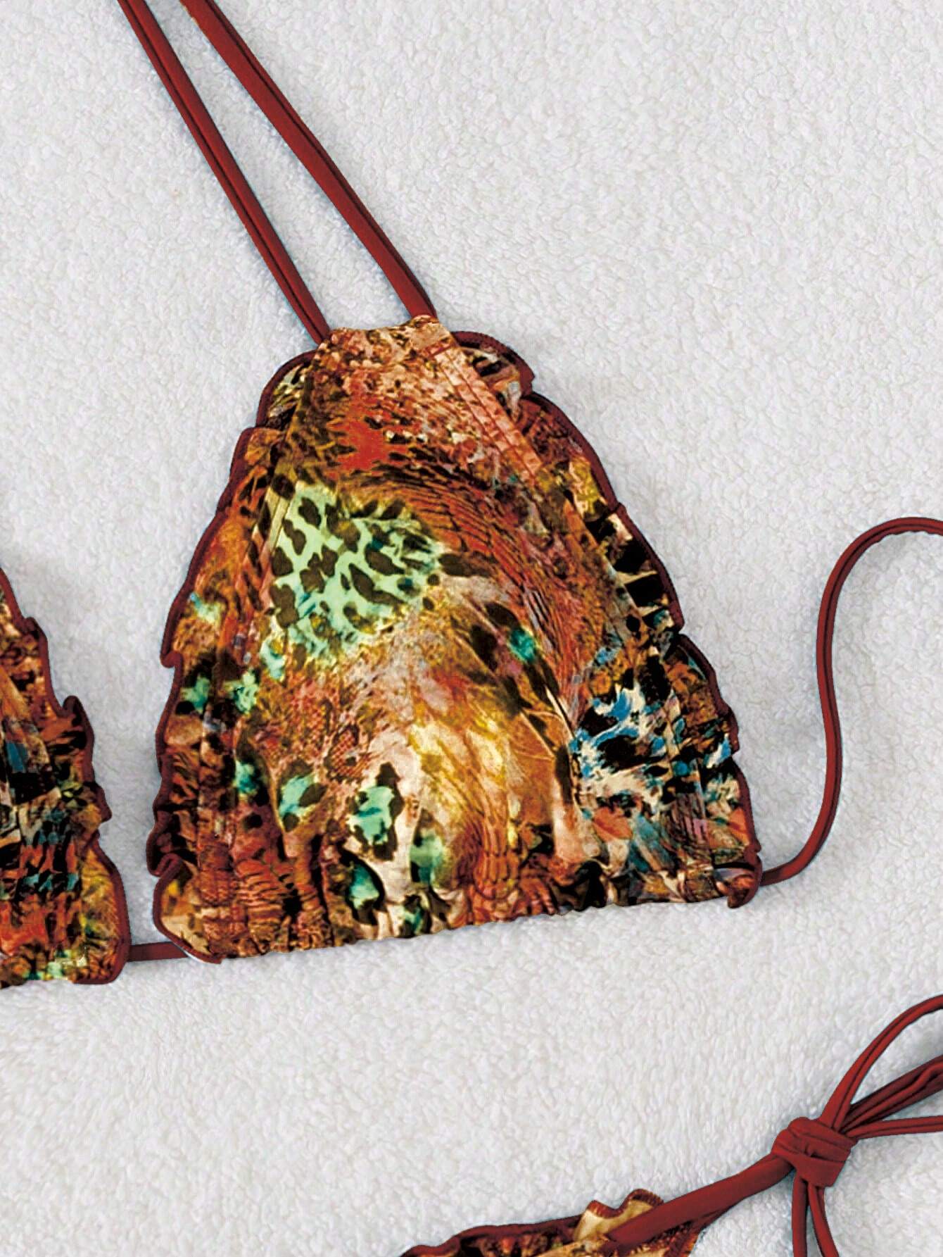 Swim SXY Summer Beach Mandala Print Bikini Set With Frill Trim