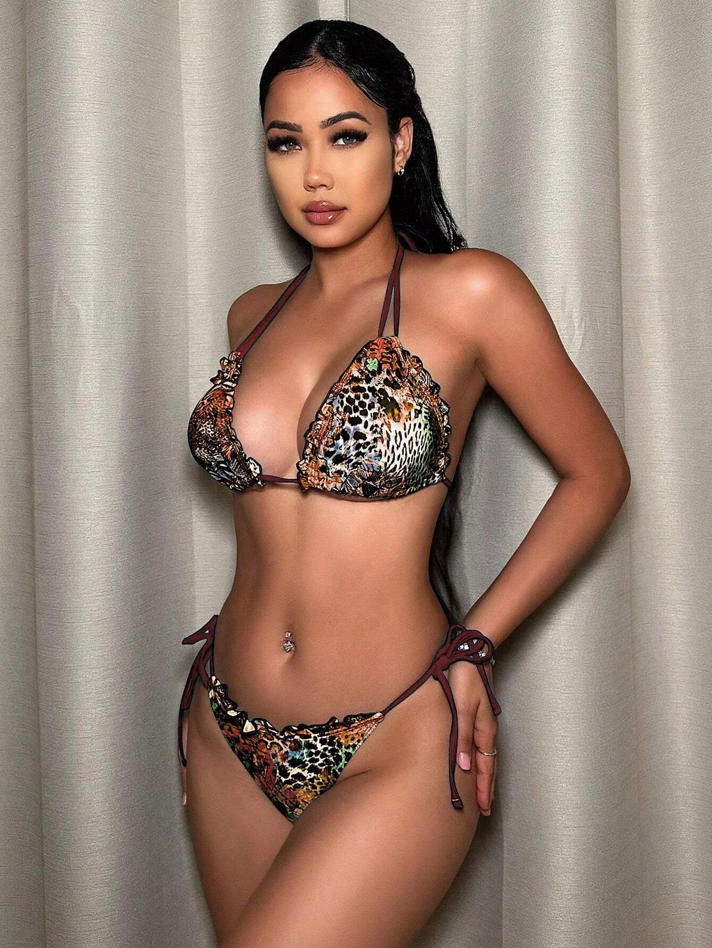 Swim SXY Summer Beach Mandala Print Bikini Set With Frill Trim