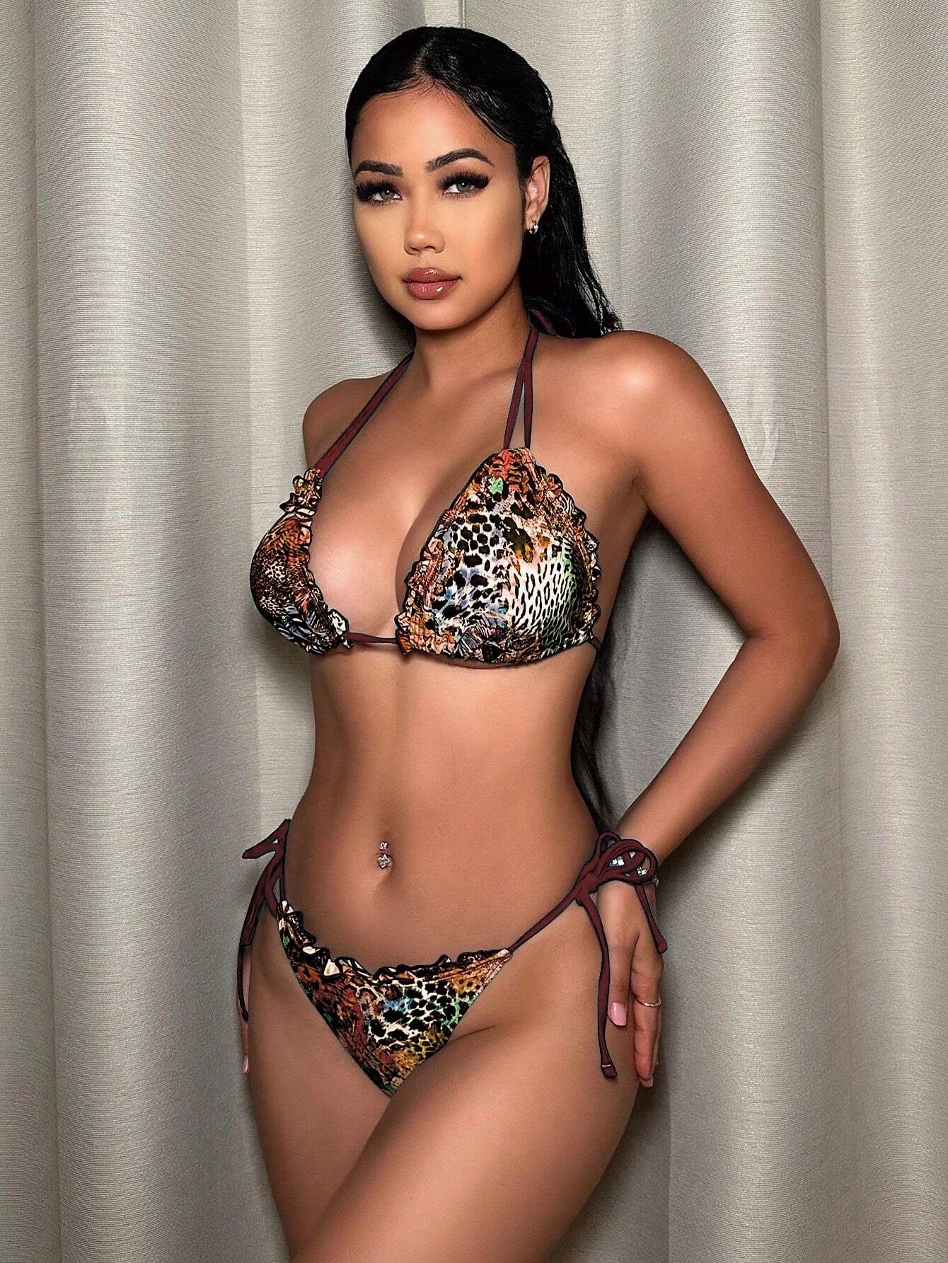 Swim SXY Summer Beach Mandala Print Bikini Set With Frill Trim