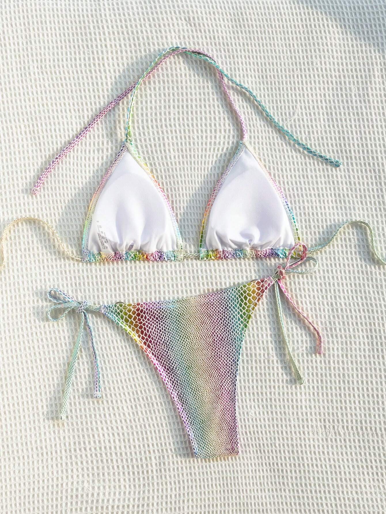 Swim SXY 2pcs/Set Women's 2025 Summer Beach Snake Skin Print Halter Tie Sexy Bikini Swimsuit - image 3