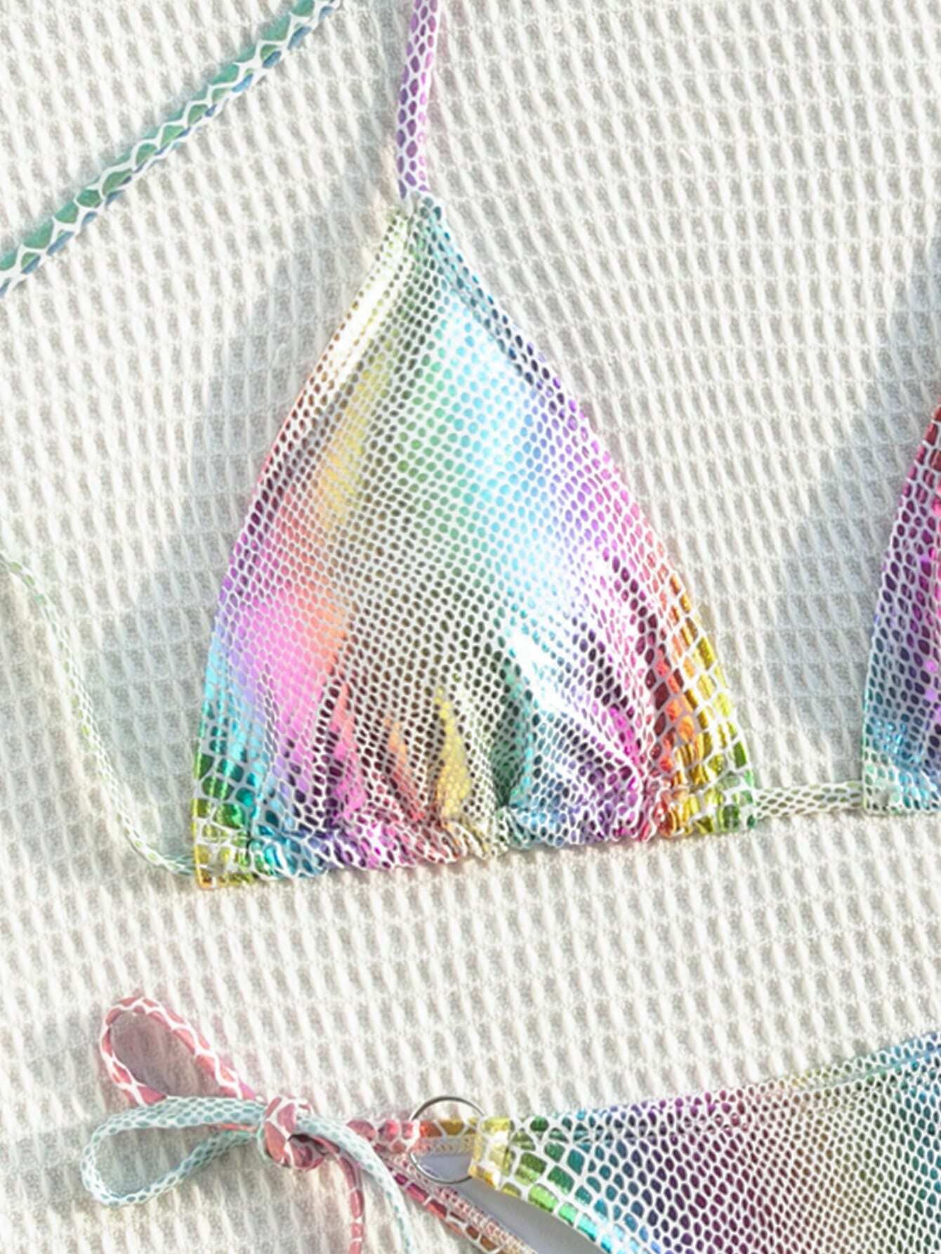 Swim SXY 2pcs/Set Women's 2025 Summer Beach Snake Skin Print Halter Tie Sexy Bikini Swimsuit - image 5