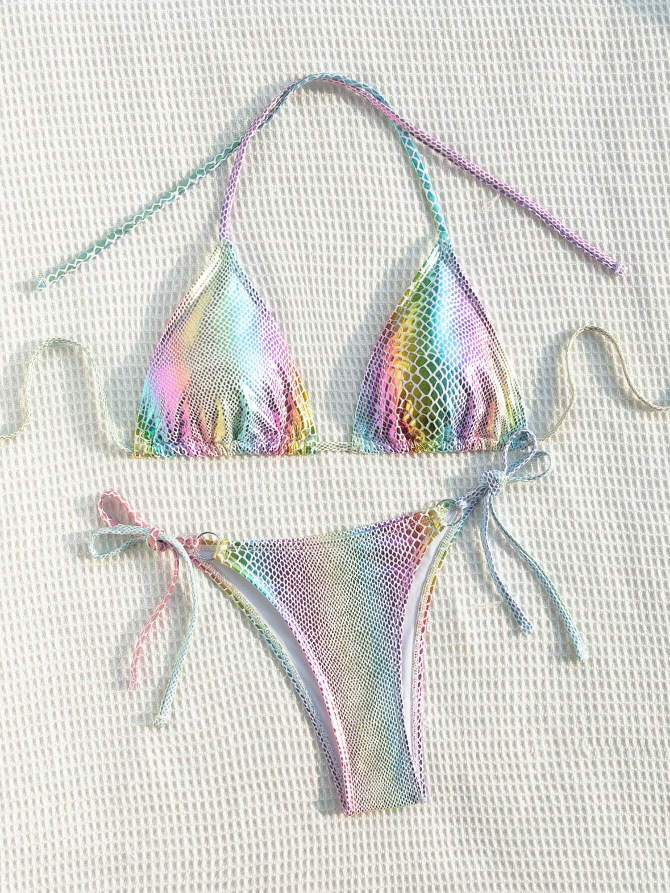 Swim SXY 2pcs/Set Women's 2025 Summer Beach Snake Skin Print Halter Tie Sexy Bikini Swimsuit - image 7