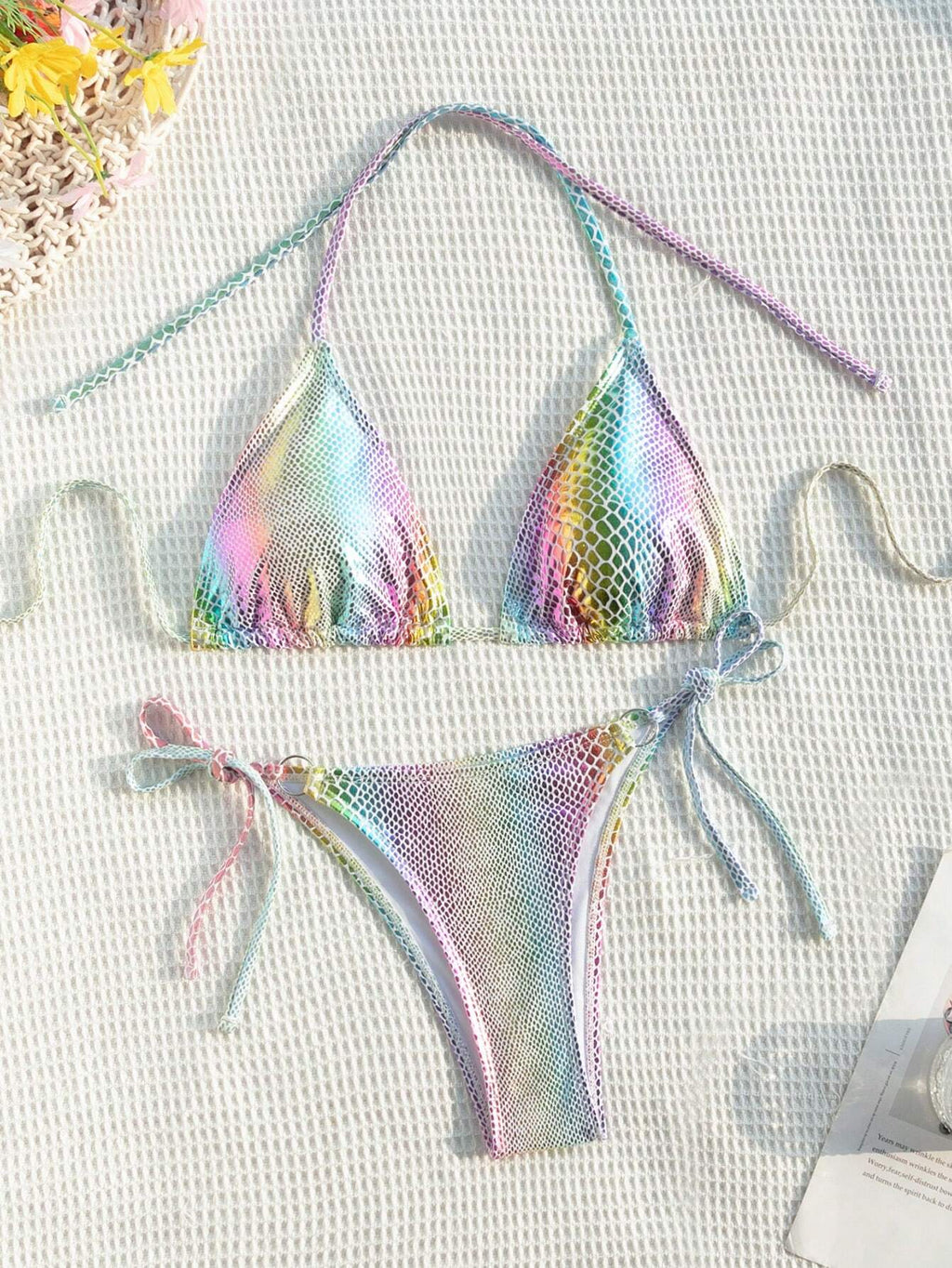 Swim SXY 2pcs/Set Women's 2025 Summer Beach Snake Skin Print Halter Tie Sexy Bikini Swimsuit - image 8