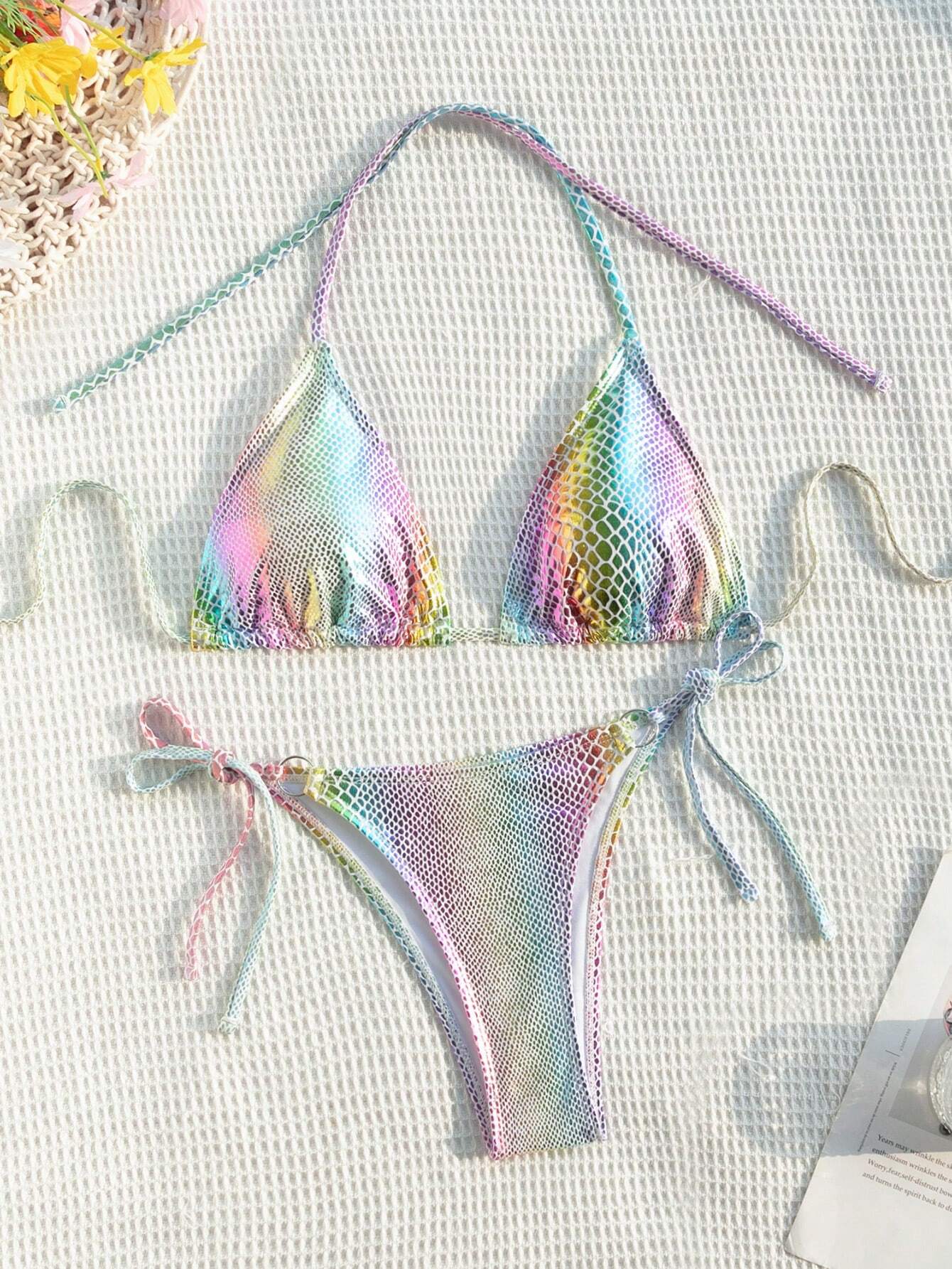 Swim SXY 2pcs/Set Women's 2025 Summer Beach Snake Skin Print Halter Tie Sexy Bikini Swimsuit - image 8