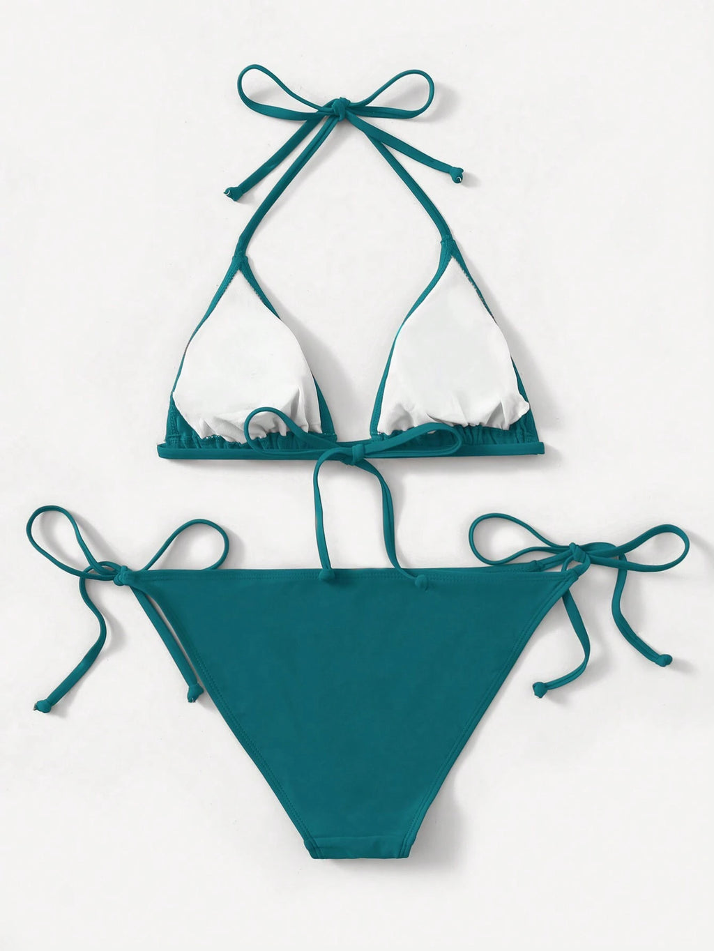 Swim Basics Ladies Solid Color Halter Strap Simple Fashionable Bikini