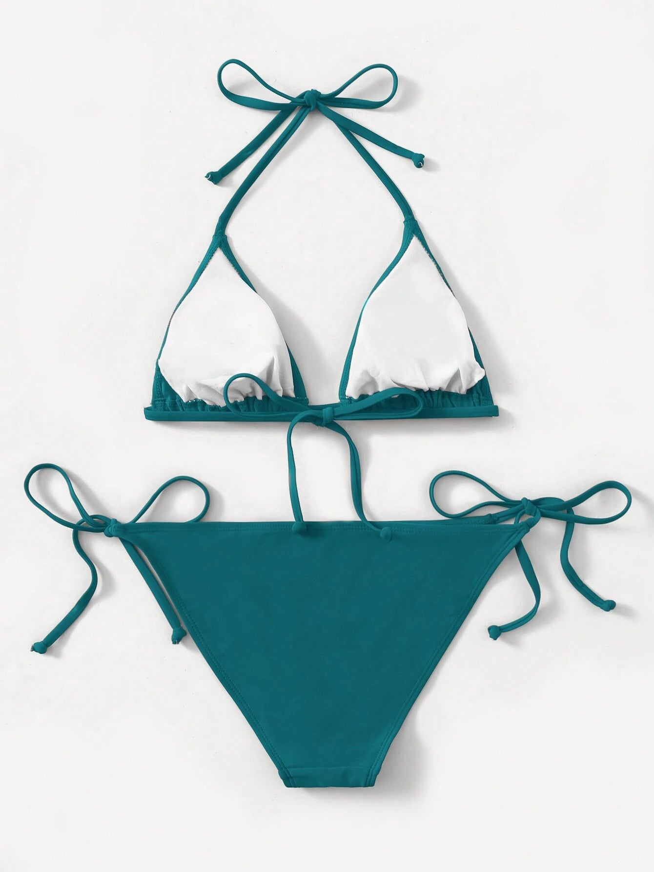 Swim Basics Ladies Solid Color Halter Strap Simple Fashionable Bikini