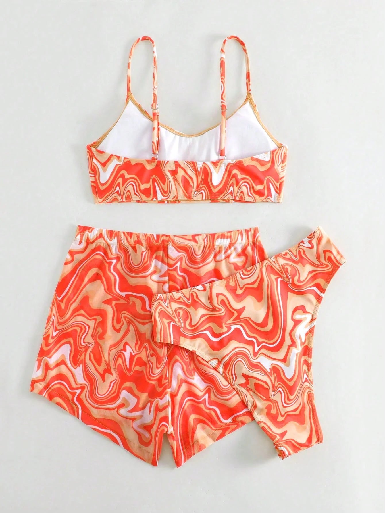 Swim Lushoire Women's Summer Beach Palm Tree Print Bikini Set With Shorts, Rando