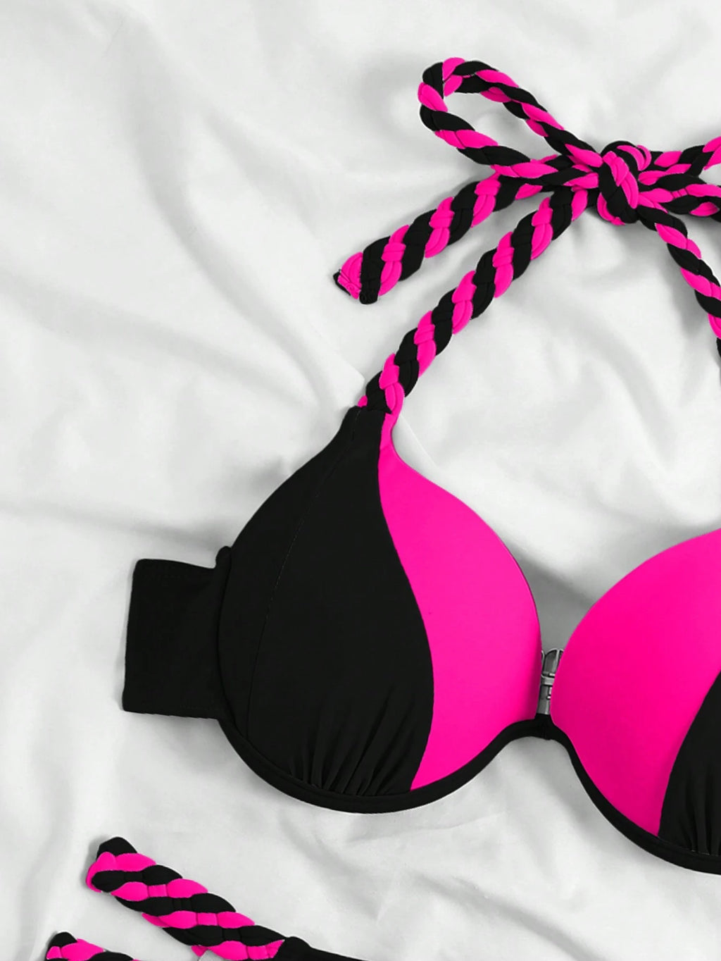 Swim Vcay Women's Summer Beach Color-Block Halter Strap Sexy Bikini