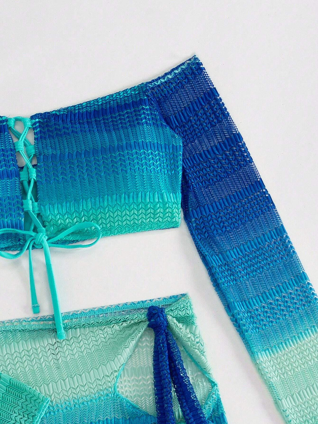 Swim Mod 2026 Spring/Summer 3-Piece Swimsuit Set: Women's Blue Lace