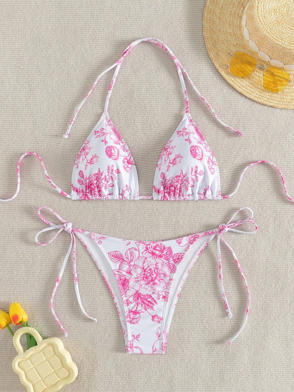 Swim Mod Summer Beach Women's Floral Printed Halter Neck Bikini Set Floral Bikinitwo Piece Bikini - image 12
