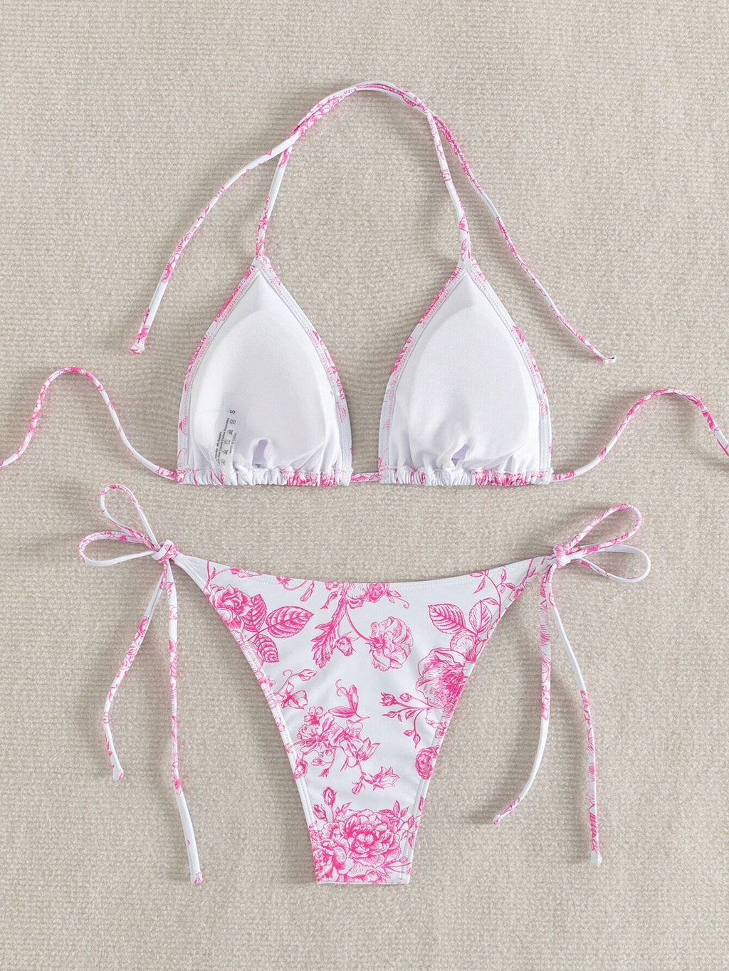 Swim Mod Summer Beach Women's Floral Printed Halter Neck Bikini Set