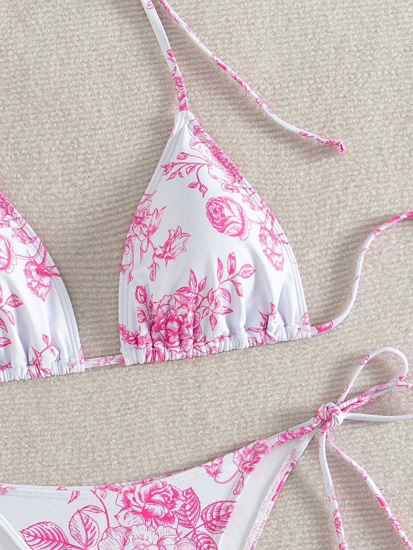 Swim Mod Summer Beach Women's Floral Printed Halter Neck Bikini Set