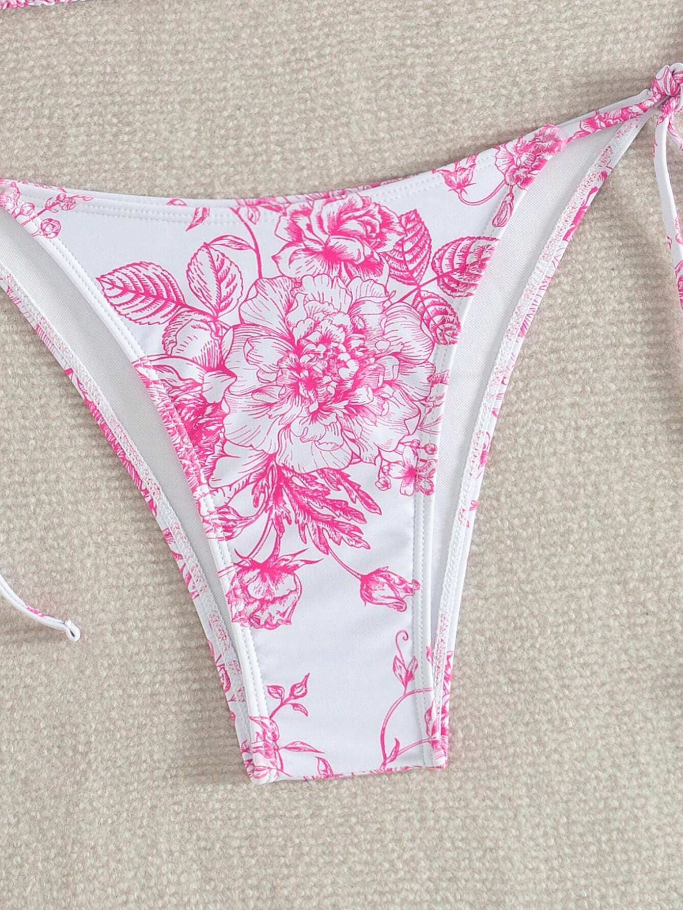 Swim Mod Summer Beach Women's Floral Printed Halter Neck Bikini Set