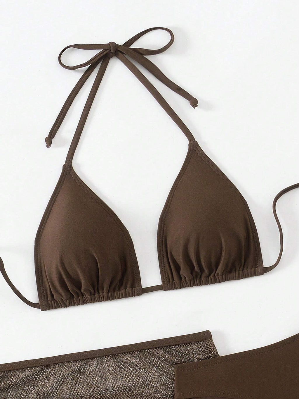 Swim Mod Women Summer Beach Fashion Solid Halter Bra & Swim Bottom
