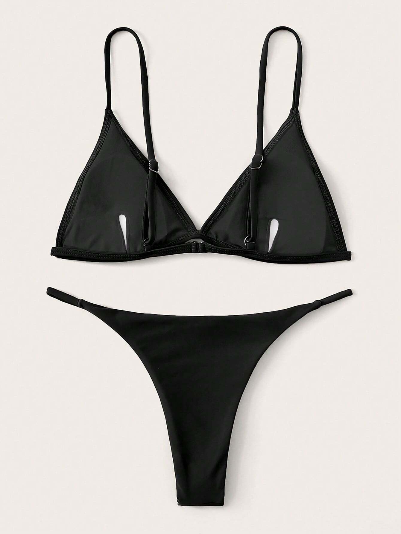 Swim Basics Summer Beach Minimalist Bikini Set Triangle Bra & Thong