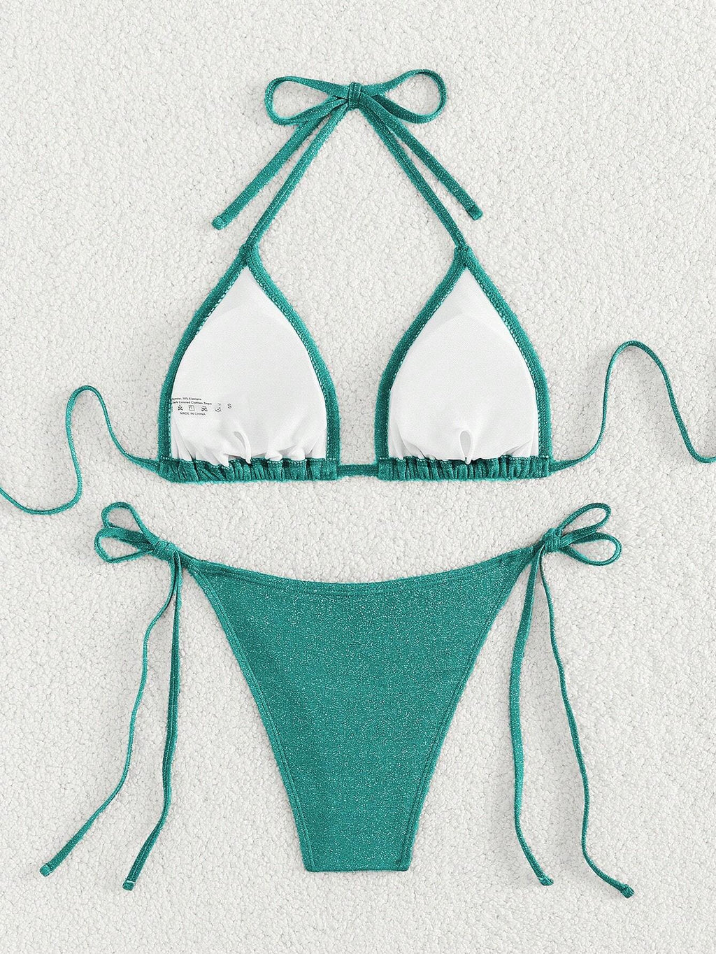 Swim Mod Women's Solid Color Halter Strap Sexy Bikini Set For