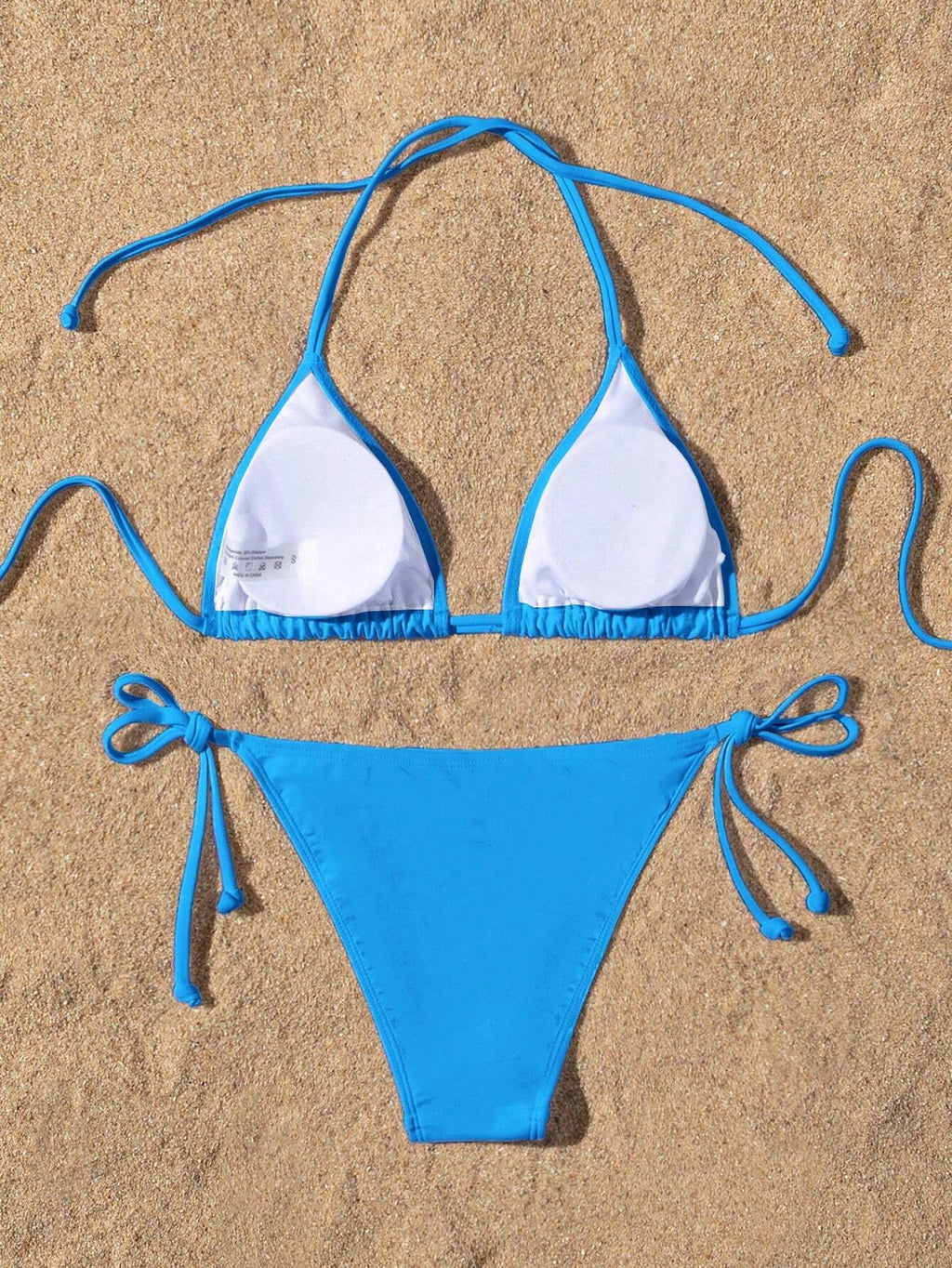 Swim Basics Summer Beach Women's Solid Color Halter Neck Tie Sexy