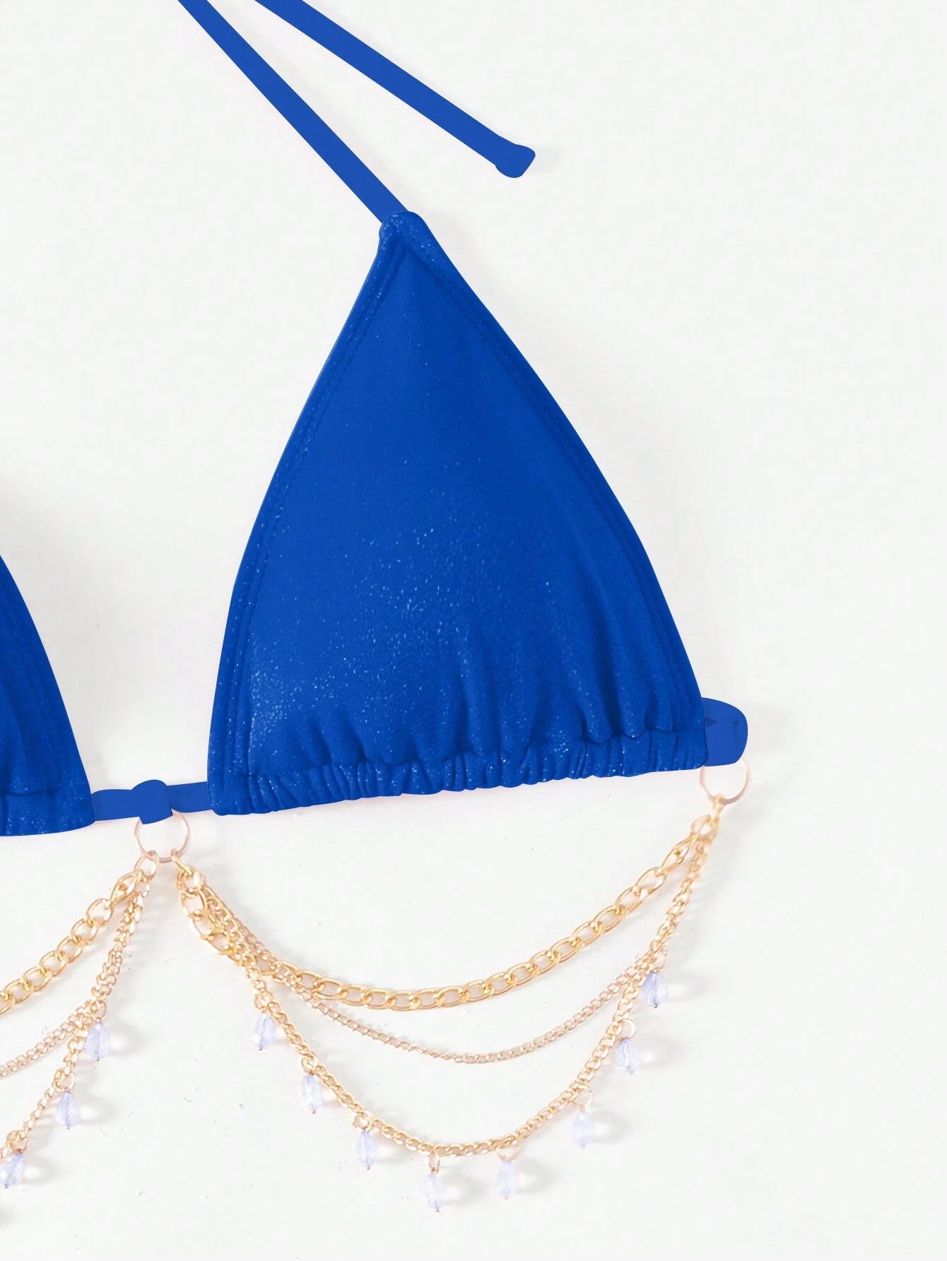 Swim SXY 3pcs/Set Women's Shiny Chain Decor Bikini Set, Summer Beach