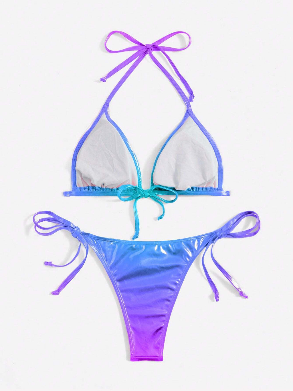 Swim Women's Beach Swimwear Set With Metallic Decor For Summer Beach Vacation