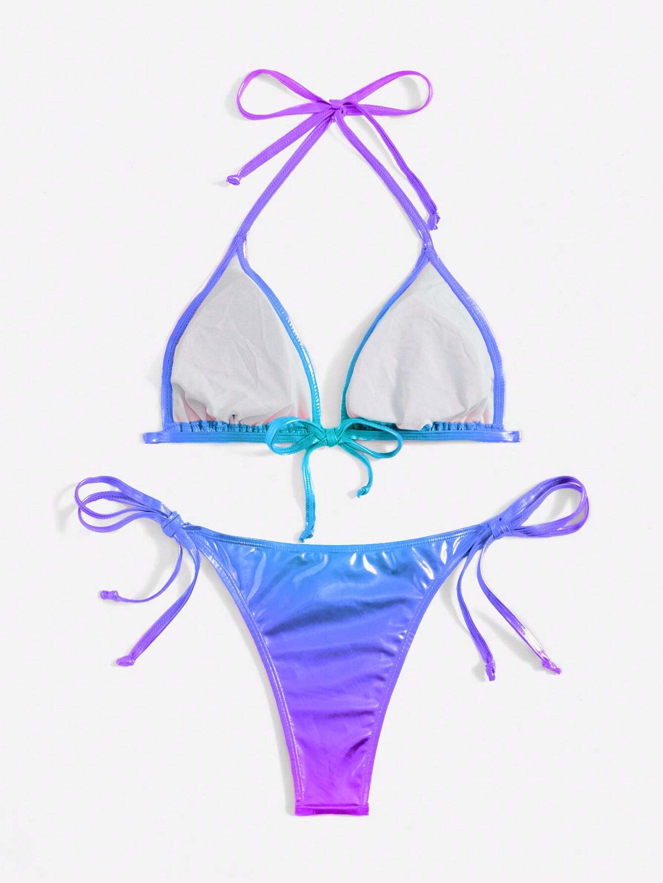 Swim Women's Beach Swimwear Set With Metallic Decor For Summer Beach Vacation