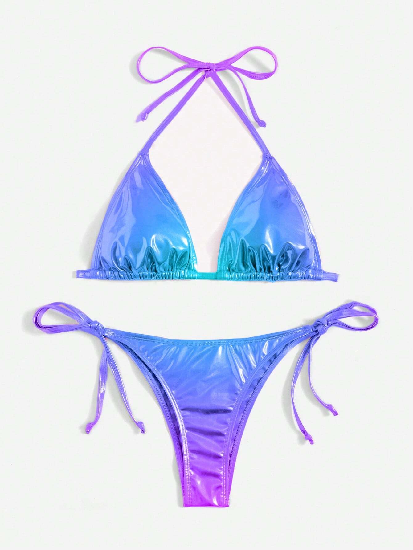 Swim Women's Beach Swimwear Set With Metallic Decor For Summer Beach Vacation
