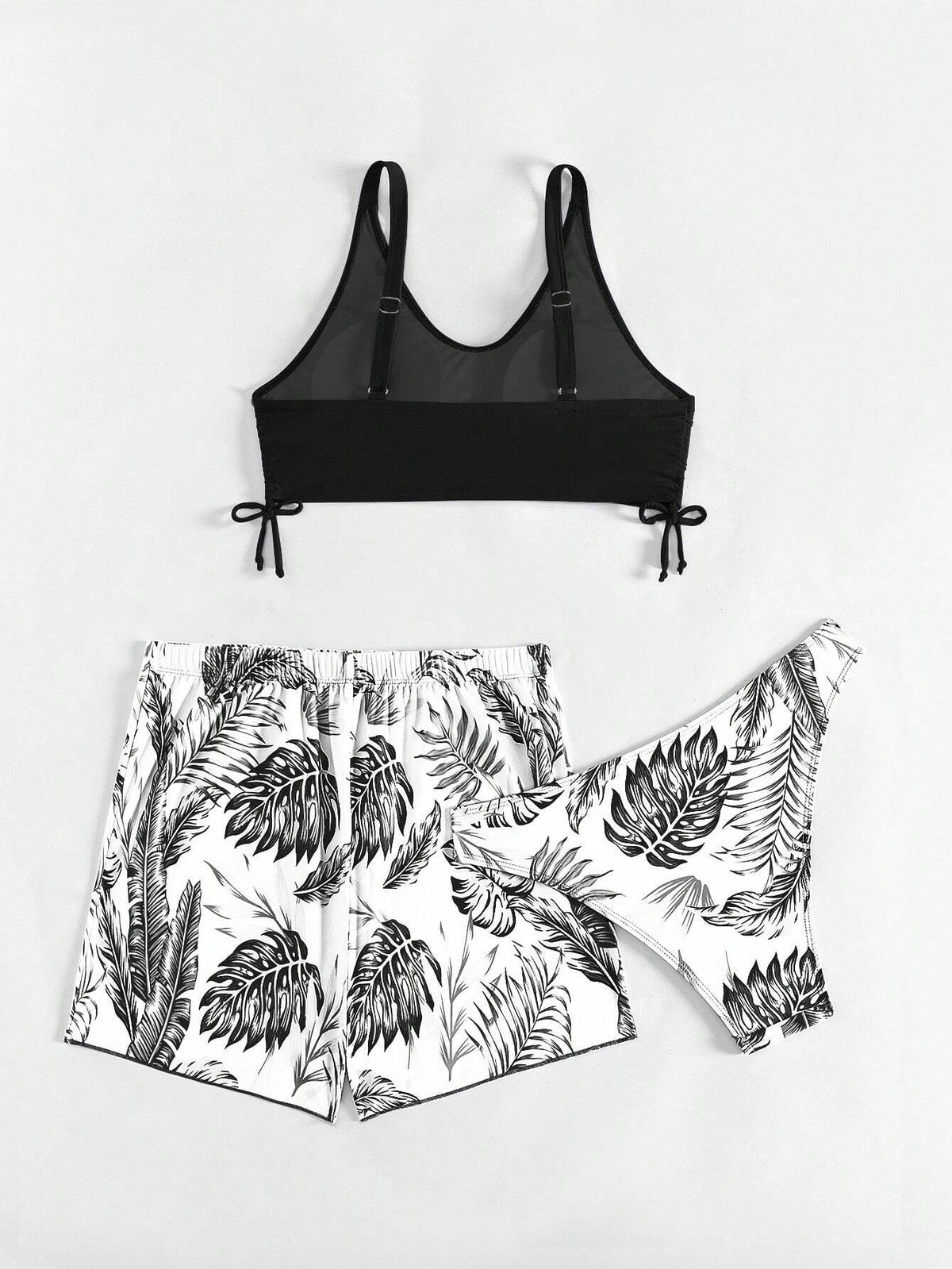 Swim Lushoire Patchwork Tropical Print Round Neck Bikini Set, Summer Beach - image 7