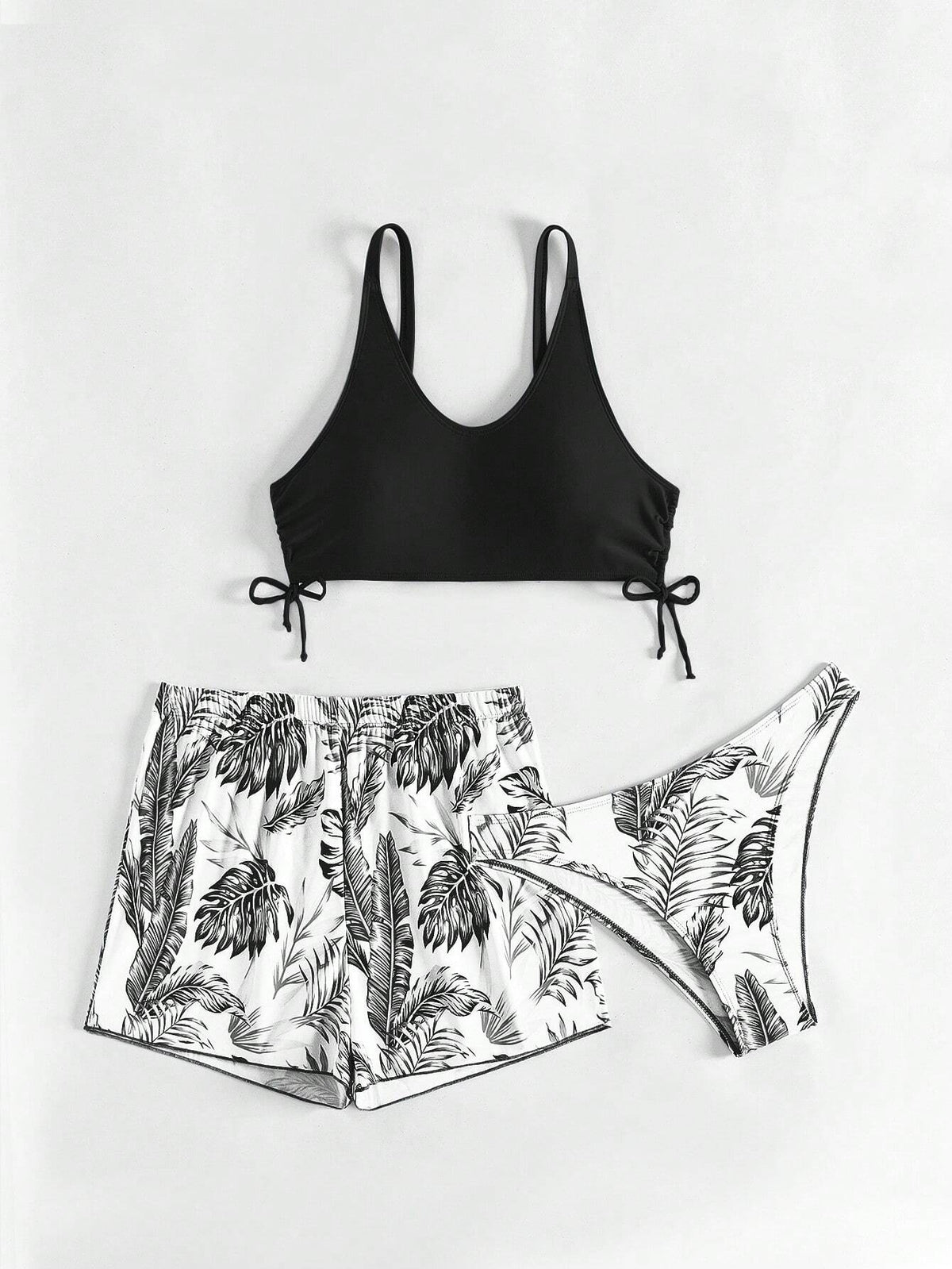 Swim Lushoire Patchwork Tropical Print Round Neck Bikini Set, Summer Beach - image 8