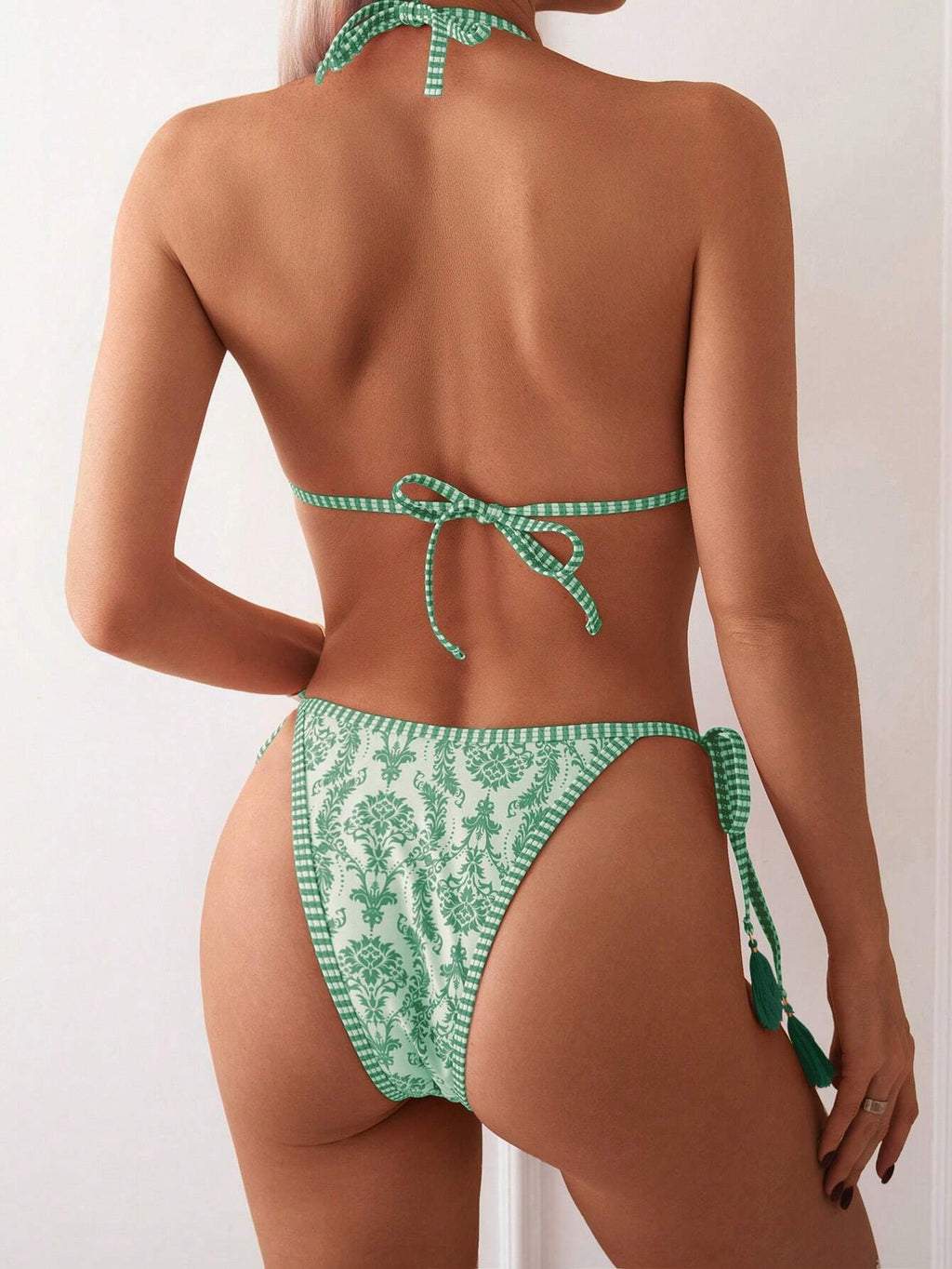 Swim Vcay Women's Summer Vacation Beach Paisley Print Halter Neck