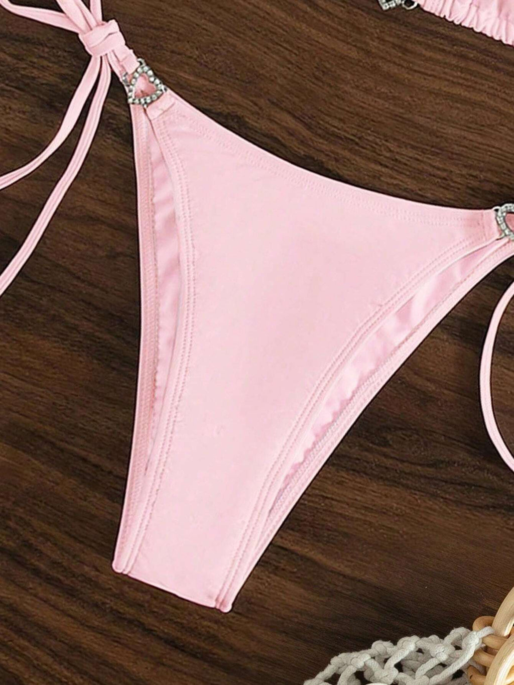 Swim Vcay Women's Solid Color Bikini Set For Beach Vacation For Summer